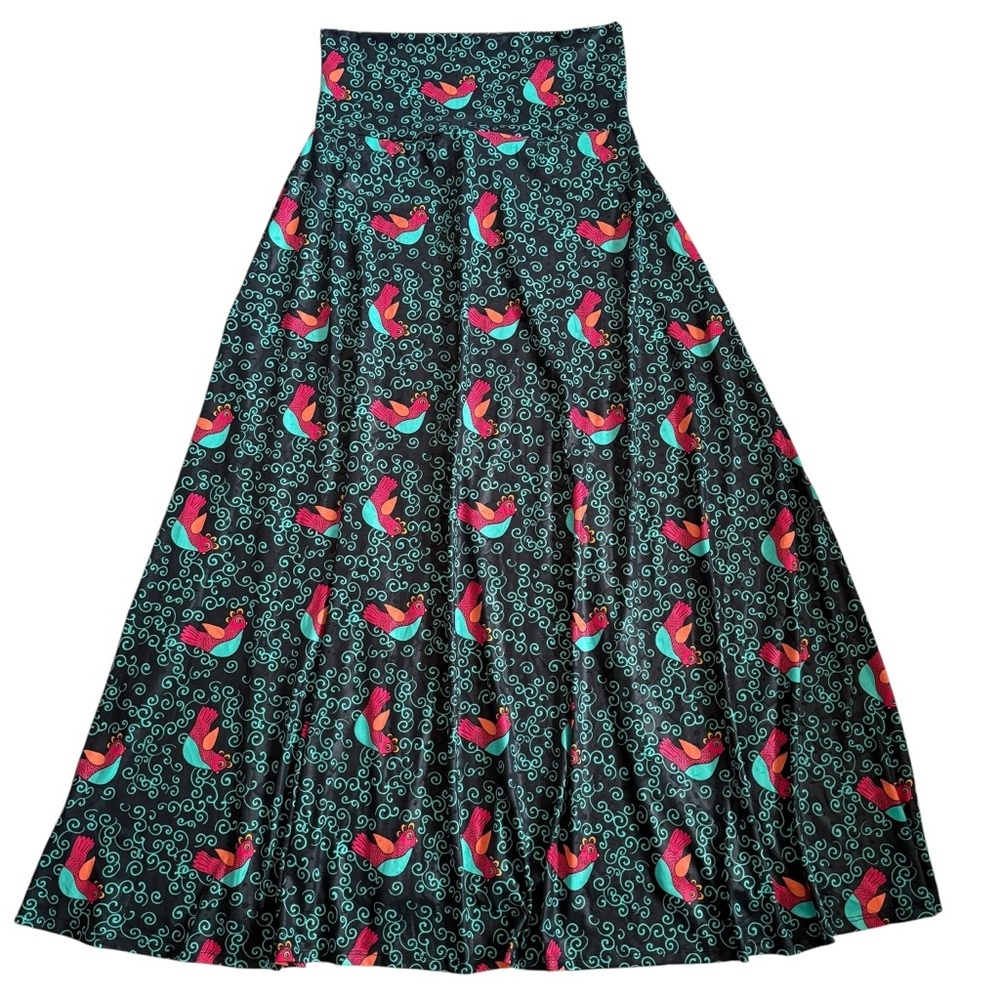 NWT LulaRoe Bird Print Long Maxi Stretchy Skirt Women’s Size Medium Bird Lover - Picture 2 of 10